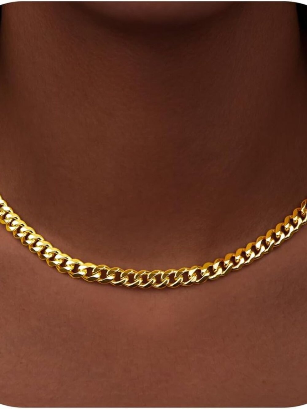Cuban Link Chain Necklace for Women, Waterproof 14k Gold Silver Plated Chain Cho
